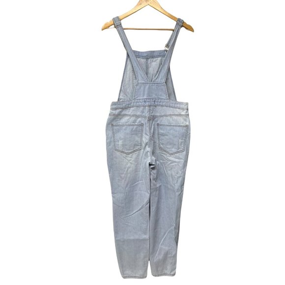 Forever 21 Junior Girl's Light Wash Ripped Leg Overalls Size 27 - Picture 7 of 12